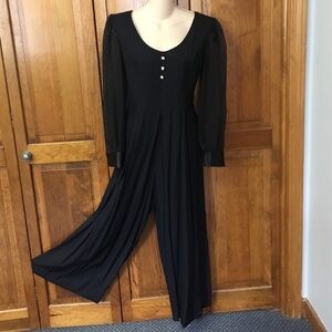 Black Palazzo Pant Jump Suit Jumpsuit Pantsuit Jeffrey & Dara 4P 4 petite UEC